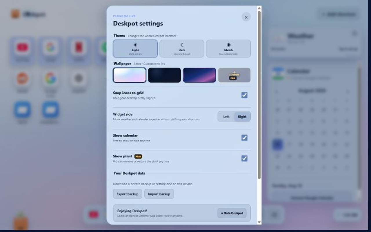 Deskpot themes and customization