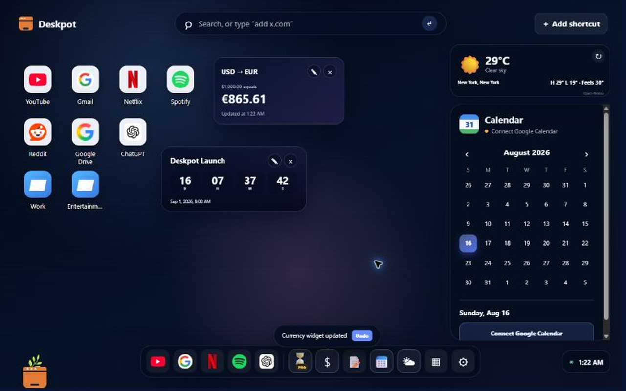 Deskpot widgets and dark theme